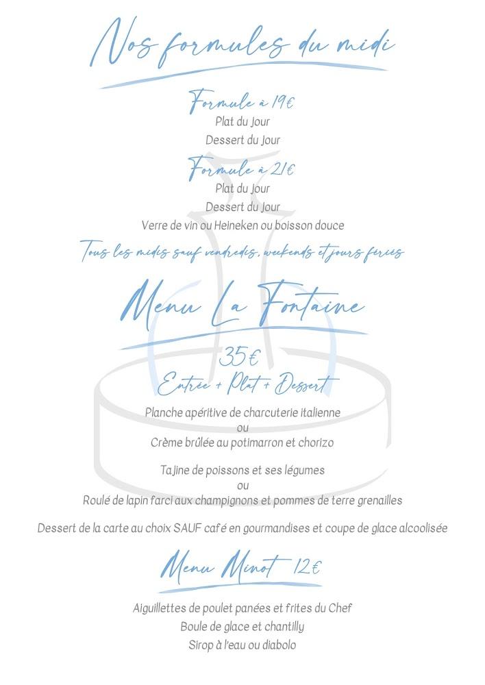 Restaurant La Fontaine - Menu Image 2