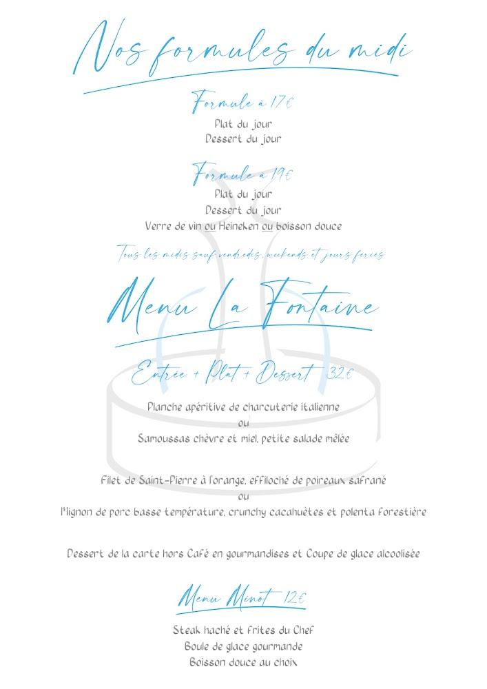 Restaurant La Fontaine - Menu Image 4